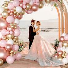 119pcs Rose Gold And Pink Balloon Arch Kit, Chrome Latex Balloons, Suitable For Wedding, Engagement, Valentine's Day, New Year, Birthday, Baby Shower, Gender Reveal, Birthday, Room Party Decoration