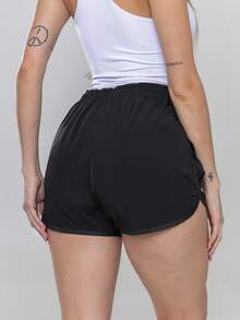 Women's Shorts With Pocket - Loose Beach Gym Elastane - Black - View 9