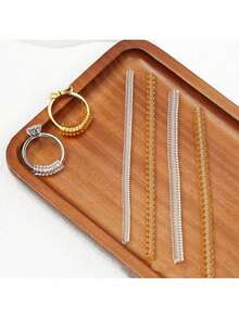 1 Set/8pcs Invisible Plastic Coiled Adjustable Ring Sizer, Transparent & Gold Spring Cord Rings Adjuster, Unisex Suitable For Any Occasion, Can Be Gift For Friends - Spring rope set - View 6