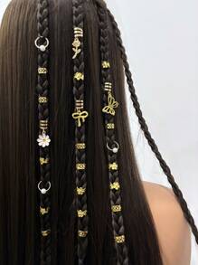 27 pièces Accessoires de bijoux pour cheveux avec fleurs et papillons de style Y2K, nœuds pour tresses. Cadeau parfait pour les filles et les femmes, idéal pour les danses, les fêtes et les festivals de musique