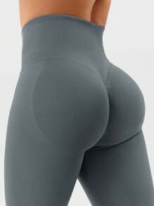 VOYJOY Leggings deportivos Leggings invisibles sin costuras para mujer, mallas opacas con efecto botín, cintura alta, Push Up, gimnasio, Yoga, mallas negras