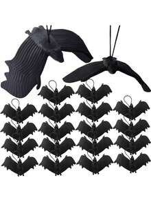 6 Stücke Halloween Party Simulation Fledermaus Realistisch Horror Fake Streich Spielzeug Hängende Fledermaus Bar Spukhaus Halloween Party Dekorationen Trickreiche Requisiten Artibetter Erwachsene Streich Halloween Dekorationen, 3D realistische hängende Vampir Fledermäuse