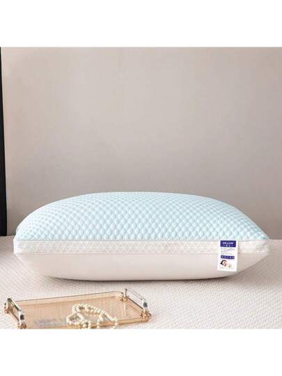 Cooling Kussen Neck Support, Zachte Satijnen Fabric, Breathable Moisture Wicking, Zipper Closure, Blue, Perfect Adults At Home, Bedroom Or Living Room, Sleep Pillow, Com Quilted Texture Fabric Support view 6