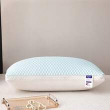 1 Cooling Pillow For Neck Support, Soft Satin Fabric, Breathable & Moisture-Wicking, Zipper Closure, Blue, Perfect For Adults At Home, Bedroom Or Living Room, Sleep Neck Pillow, Bedroom Comfort | Quilted Texture | Satin Fabric Pillow, Neck Support Pillow - Baby Blue - View 6