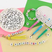 26/52/78/130pcs A-Z Silicone Letter Beads - DIY Personalized Jewelry Making Set, Craft Supplies For Name Bracelets, Keychains, Pendants, ID Lanyards & Bead Pens - 26-piece Alphabet Beads Set - View 5