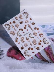 2PCS Thiết kế nghệ thuật làm móng Giáng sinh, Miếng dán móng tay lấp lánh hình ngôi sao hươu, đồng hồ ông già Noel, ly rượu vang, ly sâm panh, họa tiết pháo hoa, miếng dán móng tay nghệ thuật 3D, miếng dán tự dính cho đồ dùng làm móng bằng acrylic, thiết kế móng tay tự làm tại nhà ngày lễ - Nhiều màu - Xem 8