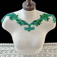 Vestidos de encaje hechos a mano que se pueden coser con accesorios de lentejuelas y cuentas (talla S7, verde oscuro) - Verde Oscuro - Ver 7