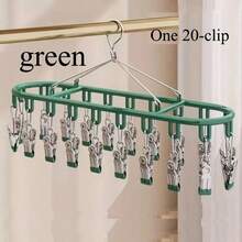 1pc Stainless Steel Sock Clip With 10-20 Clips, Balcony Drying Rack, Multi-Clip Stainless Steel Anti-Wind Anti-Slip Underwear Clothes Drying Rack Clothespins