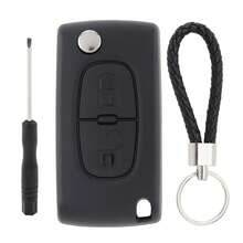 2 قطع جراب استبدال مفتاح التحكم عن بعد للسيارة مع الأزرار مناسب ل- Peugeot 207 307 308 407 / Citroen C1 C2 C3 C4، يأتي مع سلسلة المفاتيح ومفك، قذيف مفتاح السيارة متين (HU83+CE0523) - طقم أسود مكون من ثلاث قطع HU83+CE0523 - مشاهدة 11