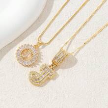 Letter Necklace Bling Dainty Necklaces Chunky Custom Name Necklace Personalized Round Circle Pendant Zirconia Letters Name Crystal Jewelry Gifts For Women - Gold - View 17