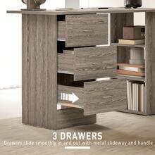 HOMCOM 120cm Computer Desk, Writing Table, PC Workstation With 3 Storage Shelves And Drawers - Grey - View 6