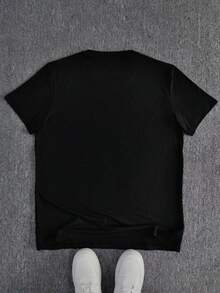 Camiseta de hombre hecha de algodón puro, camiseta negra con estampado gráfico de "Italia" y bandera, estilo casual deportivo. - estilo1 - Ver 3