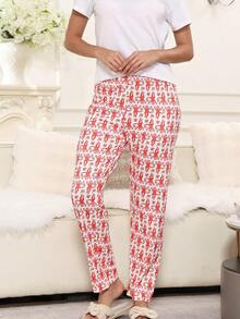 بنطلون بيجامة نسائي مطبوع بصورة القرد، مناسب للارتداء في المنزل وأيام الهالوين والكريسماس والخريف