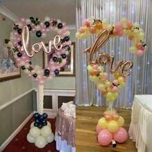 16 Piece Elegant Heart-Shaped Balloon Arch Kit - Perfect For Weddings, Valentine's Day, Birthdays, And Engagements Romantic Dates,| Durable Plastic Heart Decoration With Circular Ring Holder(This Product Set Does Not Include Balloons) - 白色 - 查看 4