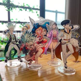 Anime Dr. Stone 15CM Anime Exposities Senku Ishigami Taiju Oki Yuzuriha Ogawa Kohaku Schattige Exquise Dr. STONE Senku Ishigami Acryl Standaard - Science Revival Anime Decor Creatieve Cadeaus Voor Vrienden
