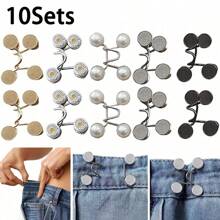 2/5/10 Juegos de ajustadores de cintura de pantalón, conjunto de hebillas ajustables para pantalones vaqueros sueltos, clips para cintura sin necesidad de coser, broche para apretar la cinturilla de pantalones, jeans y faldas