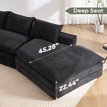 Modern Minimalist Modular Sectional Sofa, Upholstered Cloud Couch With Deep Seats, Right Facing Chaise For Living Room-Black - Black - View 4