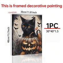 1 pièce, Chat noir d'Halloween - Art mural, Esthétique décorative sombre, Cabine sombre, Imprimé gothique sur le lac, 1 set de 1, Affiches sur canevas, Murs en canevas décorés comme cadeaux d'anniversaire et de remise des diplômes pour la maison, le salon, la chambre, la cuisine et la salle de bain.