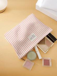 O geantă de depozitare simplă și la modă, cu fermoar, cu dungi multicolore, o geantă de machiaj ușoară și o geantă de machiaj, o geantă de toaletă multifuncțională, potrivită pentru depozitarea zilnică a cosmeticelor, geantă de cărți și depozitarea papetăriei, potrivită pentru utilizare în toate anotimpurile, geantă de toaletă de călătorie, geantă de spălare, geantă de duș, capacitate mare pentru femei, cuburi de ambalare, esențiale pentru călătorii, esențiale pentru croazieră, esențiale pentru vacanță. - Multicolor - Vizualizare 1