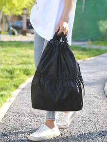 百搭韩版男士双肩包旅行包尼龙背包抽绳口袋实用背包 - 彩色 - 查看 3