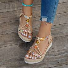 Summer Shoes For Women Covered,Rubber Women Casual Shoes,Flat Shoes For Women,2025 New Beach Shoes, Suitable For Outdoor Travel - 米白色新款 - 查看 5