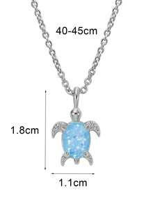 Charm-In 1 件镀银铜吊坠项链，带仿蓝蛋白石海龟 - 銀色/藍石 - 查看 5