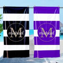 Customized Initial Letter Beach Towel, Personalized Text Towel, Adult Pool Towel, Vacation Gift, Beach, Surfing, Wedding Anniversary Gift, Valentine's Day Gift, Birthday Gift, Gift For Friends/Couples/Family/Pets - Multicolor - View 4