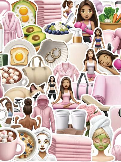 50 יחידות מדבקות GYM Girl, גימור מט, דביקות עצמית, PVC, צורה אסימטרית, שפה אנגלית, לשימוש חד פעמי, לקישוט אלבום עשה זאת בעצמך, מחשב נייד, מחשב, טלפון, גיטרה, מזוודות | מתנות לעונת החזרה לבית הספר, לציוד לבית הספר, חזרה לבית הספר