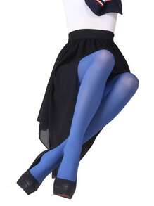 1 件女士亲肤透气连裤袜，适合裙子 - 藍色 - 查看 4