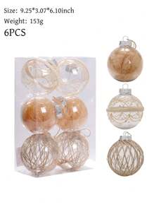 6个透明圣诞球装饰品，金色防碎圣诞球装饰品套装，适用于圣诞树、家居、办公室装饰、圣诞派对、婚礼礼物、家居装饰、房间装饰、圣诞礼物等。 - 彩色 - 查看 8