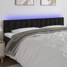 Cabecero  Larryhot Negro 200x5x78/88 cm Terciopelo, resistente y duradero, estilo decorativo, fácil montaje - Negro - Ver 1