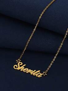 A Fashionable And Minimalist Hollow-Out Five-Pointed Star Necklace, A Custom Name Necklace, A Custom Necklace, The Best Gift For The Start Of School, Back To School, Vacation, And Travel. - Multicolor - View 3