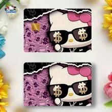 Sanrio Pegatinas adorables de tarjeta de crédito con diseños de dibujos animados, pegatinas decorativas Kawaii con patrón de Hello Kitty para tarjetas de crédito, duradero, a prueba de agua y a prueba de arañazos, se ajusta perfectamente a tarjetas de crédito, bancarias, de transporte, removible y sin daños.