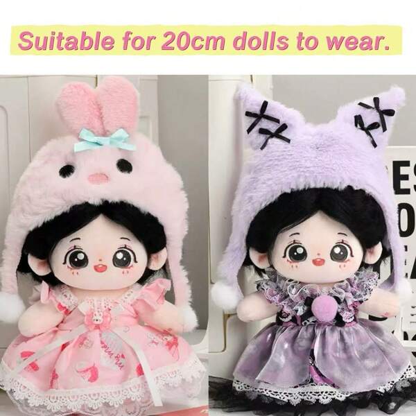 Vestido de muñeca de 20 cm de estilo Lolita rosa y morado, traje de disfraz de muñeca, adecuado para fiestas y reuniones de muñecas de 20 cm (solo el vestido)
