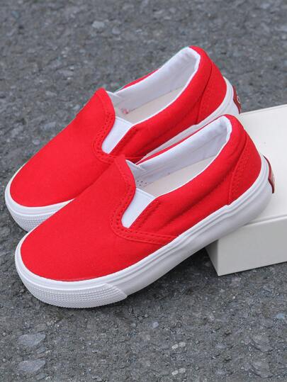 OPOEE White Canvas Shoes Toddler Sneakers Children's Casual Canvas Shoes Spring & Autumn Korean Style Minimalist Boys & Girls Shoes Classic Lace-Up Canvas Shoes Slip-On Slouchy Shoes Children Dancewear
