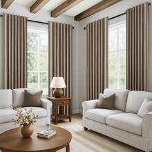 6 Panel Curtains 100% Blackout Thermal Insulated Soundproof  Privacy Protection, Natural Linen  Drapes For Modern Living Room Bedroom Decor With Hooks  Ring Clips Back Tab Track System  Hook Belt Window Drapes Home Decor - DARKFLAX - 查看 2