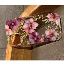 Purple Red Flower Transparent Anti-Fall Mobile Phone Case, Suitable For Apple  16 15 14 13 12 11 Plus Pro Max Series Mobile Phone Cases, Holiday Gifts, Birthday, Girlfriend, Boyfriend, Friend Or Yourself,Suitable For  17 Air - 無色 - 查看 6