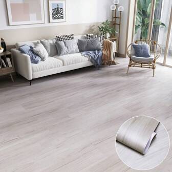 1 卷自粘地板贴纸，卧室和客厅木纹地板贴纸，耐磨家用乙烯基地板贴纸，可移除粘性壁纸，厨房卧室客厅地板，墙面装饰，橱柜餐桌台面翻新装饰，家居装饰地砖客厅装饰房间装饰墙纸地板地砖自粘地砖剥离粘贴