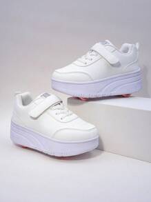 儿童四轮旱冰鞋，可拆卸旱冰鞋，户外运动鞋，男女童休闲运动鞋 - 白色 - 查看 5