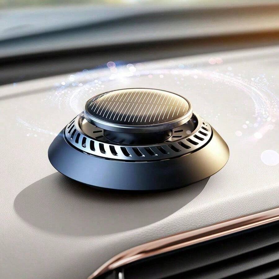 2pcs Solar Car Air Freshener DIY Ential Oils UFO SolarPowered Auto Rotary Diffuser Natural French Fragrance Cologne Ocean Two Oils Aluminum Alloy Dashboard Aromatherapy Freshener - 鋁合金 - 查看 1