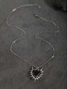 哥特式水钻荆棘心形吊坠项链，男女通用朋克摇滚风格