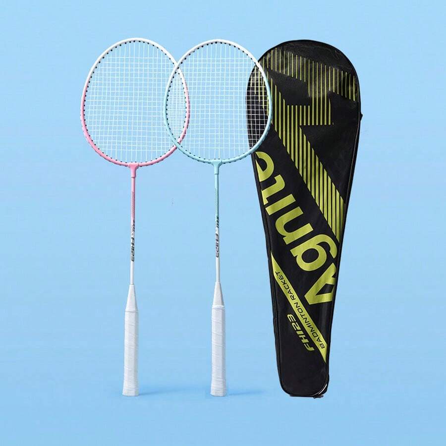2pcs Badminton Rackets, Alloy Material, Lightweight And Durable, Comes With Random Color Carrying Bag, Suitable For Outdoor Sports And Leisure Activities, Perfect Gift (Shuttlecocks Not Included)
