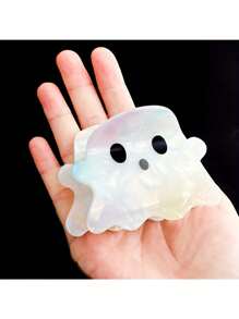 1 件万圣节鬼魂发夹怪异 Y2K 醋酸纤维爪夹：耀眼鬼魂形马尾发饰 - 非常适合万圣节派对和服装