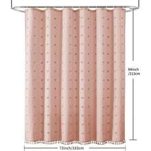 1pc Pink Plush Embroidered Ball Tassel Shower Curtain, Simple 3D Cut-Out Waterproof Polyester Bathroom Curtain, Comes With Hooks Home Bathroom Decor Fall Decor Bathroom Accessories Back To School - Pink - View 12