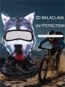 1/2 件 3D 动物印花面罩，男女通用巴拉克拉法帽滑雪面罩，适合户外、徒步旅行、登山、滑雪、沙滩派对和日常使用