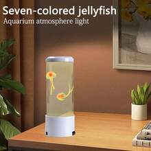 7 色变色 LED 水母灯，电动水族馆海洋夜灯，USB/电池供电桌面装饰照明，适用于客厅、卧室、家居、节日礼物 - 不含电池