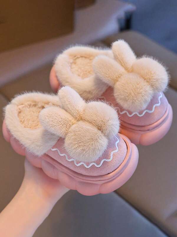 1 Pair Cartoon Children's Slippers, With Warm Lining, Boys And Girls Indoor Home Shoes For Autumn/Winter, Non-Slip Kids Slippers, Suitable For Home And Outdoor Use