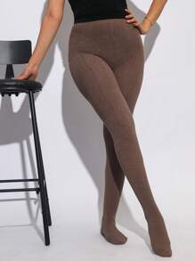 1 双女士薄款粗针织紧身裤，轻盈燕麦白色紧身裤，适合春秋季节