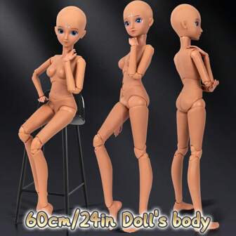 دمية BJD، رأس بألوان متنوعة، بمقياس 1/3 ، طول حوالي 60 سم. المنتج يحتوي فقط على الجسم والرأس، بدون أي إكسسوارات أخرى. متاح فقط لمن هم فوق سن 14 سنة.