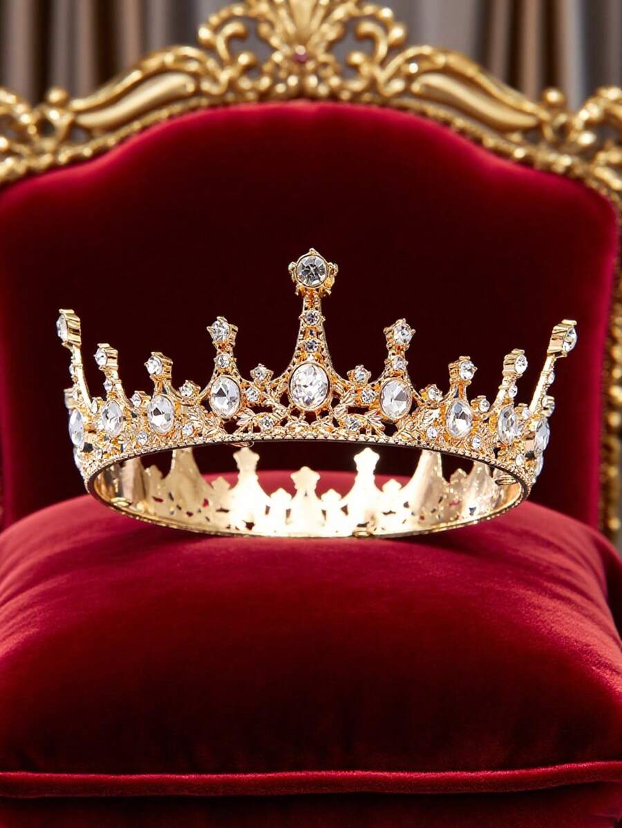 Fashionable & Innovative Women's Zinc Alloy Large Crown, Suitable For Wedding, Party, Bridal Gown, Birthday, Princess Crown - Multicolor - View 1